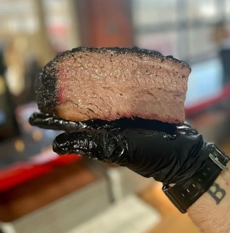 Texas craft BBQ smoked brisket, sliced